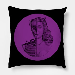 Halloween Skeleton Beauty Memento Mori, Black and Purple Style Pillow
