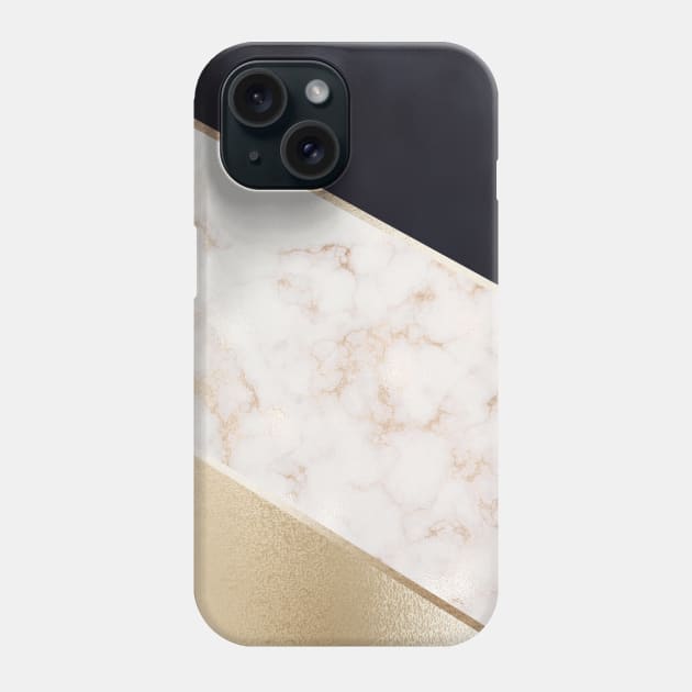 Gold Black Cream Marble Color Block Modern Phone Case by Printable Pretty