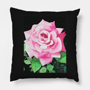 Pink red Rose watercolour painting fine art Pillow