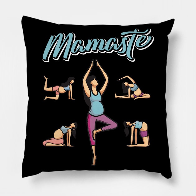 Mamaste - Funny Mom Yoga Positions Pregnancy Sports Pillow by Shirtbubble