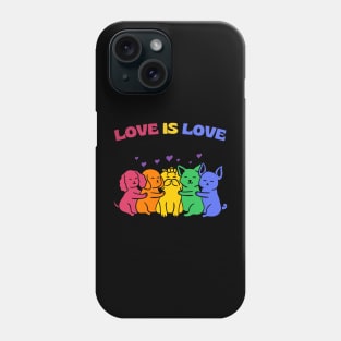 Love is Love Colorful Cats Dogs Phone Case