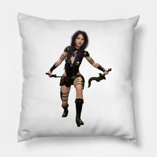 Warrior amazon woman with metal blades Pillow