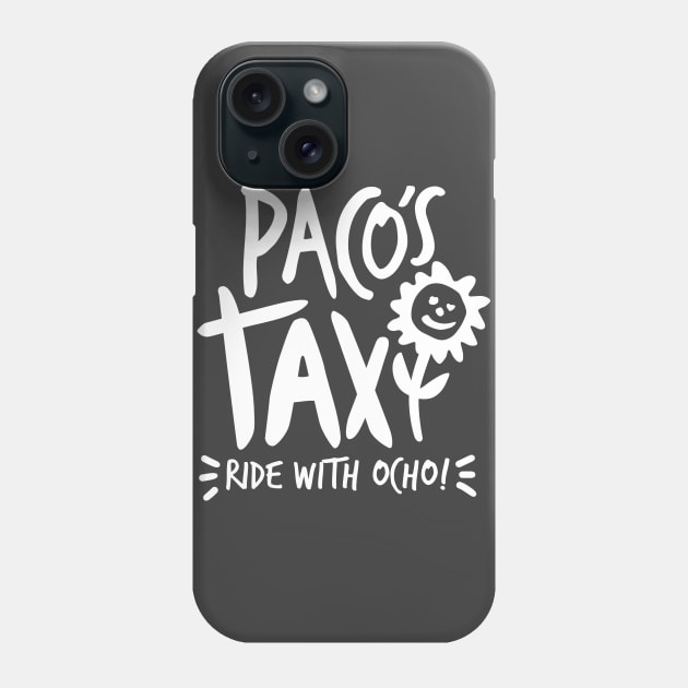 Paco's Taxi (White on Asphalt) Phone Case by jepegdesign