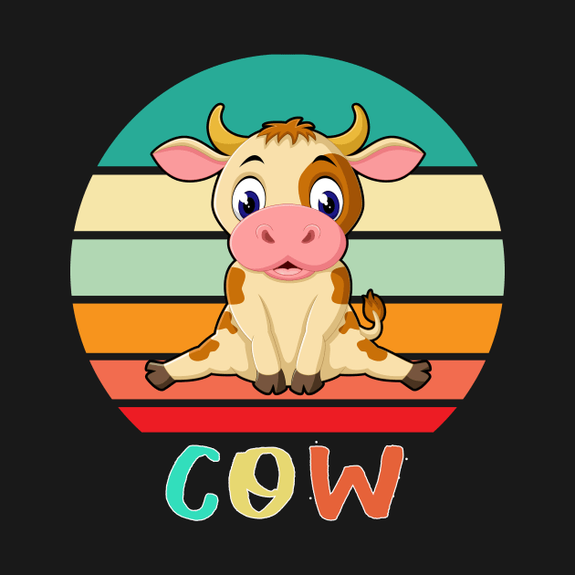 Vintage Retro Cow by adrinalanmaji