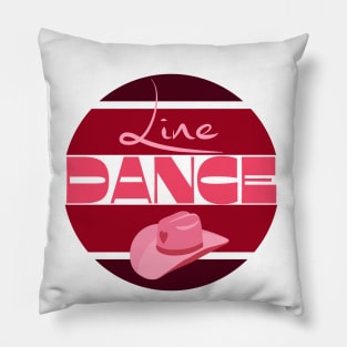 Line dancing with cowboy hat in pink red Pillow