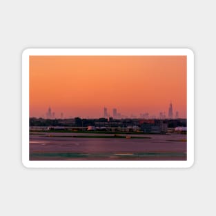 Empty O'Hare Runways, Chicago Skyline Silhouette Magnet