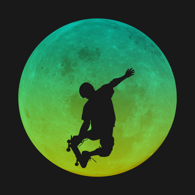 Moon Skateboard Grab - Skateboarding - T-Shirt | TeePublic