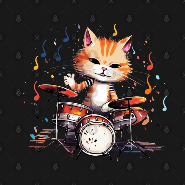 Anime Cat playing on Drums by NatashaCuteShop