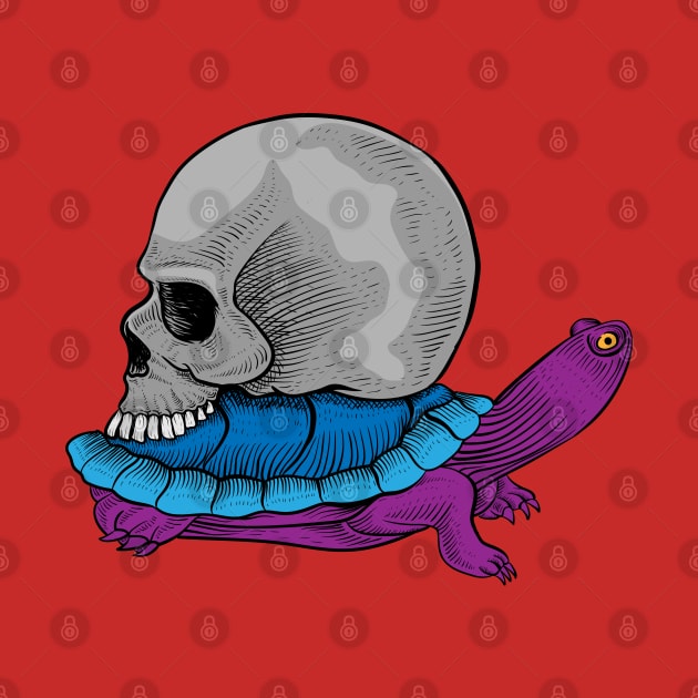 Turtle Skull Hand Drawn by Mako Design 
