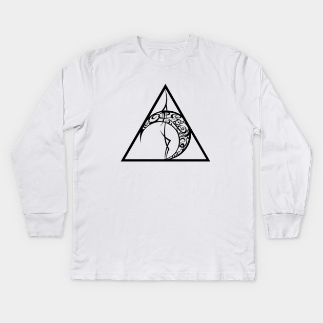 Harry Potter Deathly Hallows With Tribal Wand And Stone Black Elder Wand Resurrection Stone Invisibility Cloak Potterhead Severus Snape Gryffindor Deathly Hallows Kids Long Sleeve T Shirt Teepublic