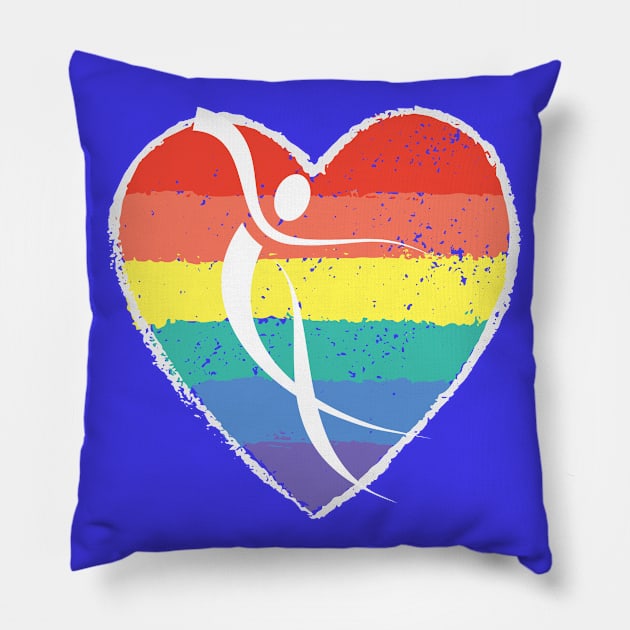 Dancer Rainbow Heart watercolor dance mark no wording without words Pillow by The Boho Cabana