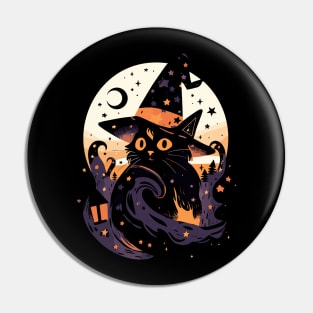 Mystical Moonlit Cat Pin