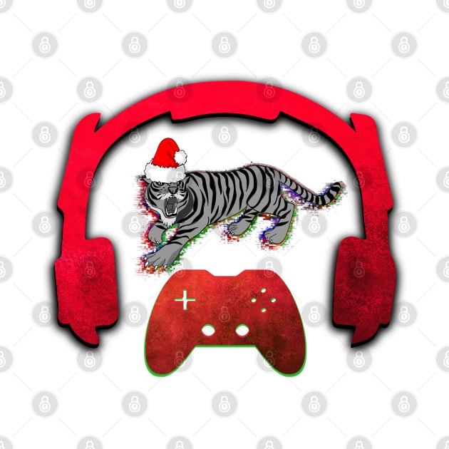 Christmas Tiger - Gaming Music Headphones - Christmas Holiday Gift by MaystarUniverse