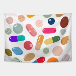 Happy Rainbow Unicorn Pills Tapestry