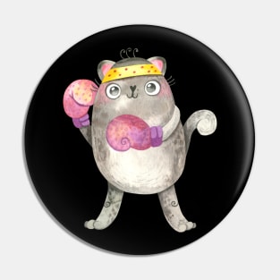 Cute Boxing Cat Pin