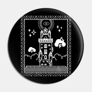 Tarot Card - The Tower - White Pin