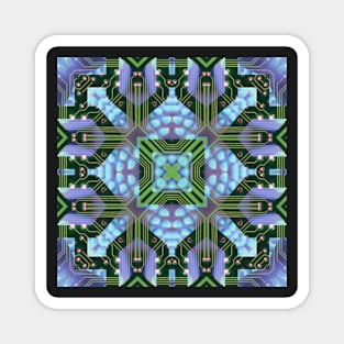 Circuitboard fire Kaleidoscope Pattern (Seamless) 16 Magnet