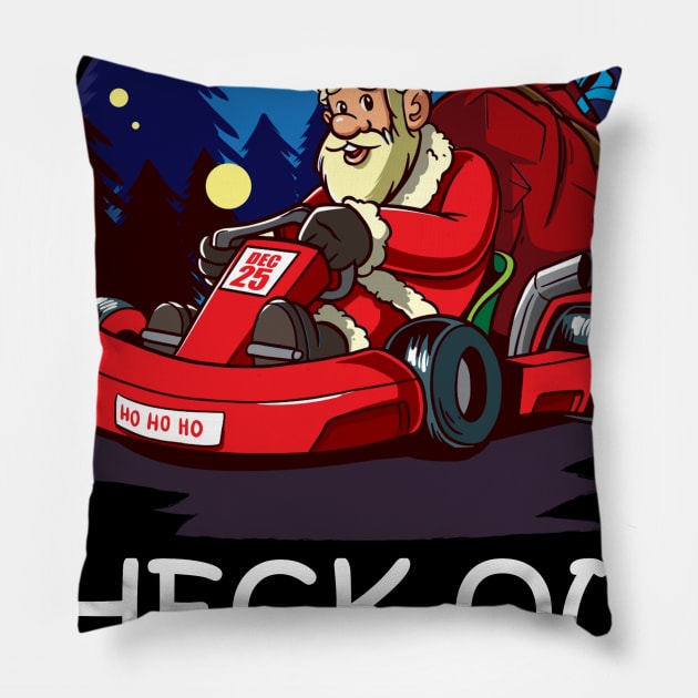 Karting Go Kart Racing Santa Xmas Pillow by bigD