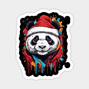 Panda Christmas with Santa Hat Magnet