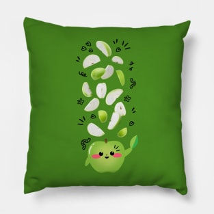 Funny Green Apple Slices. Food Pattern for Apple Lover Pillow