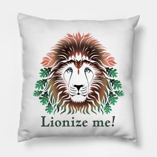 Lionize Me! - Lion Head With Oak Leaves Pillow