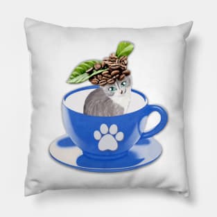 Cute Coffee Kitty Pillow