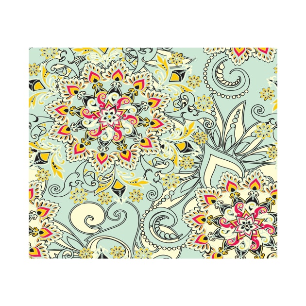 Robin's egg blue floral mandala by RoseAesthetic