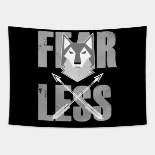 Fearless Geometric Wolf Motivational Fitness Entrepreneur Workout Inspiration Tapestry