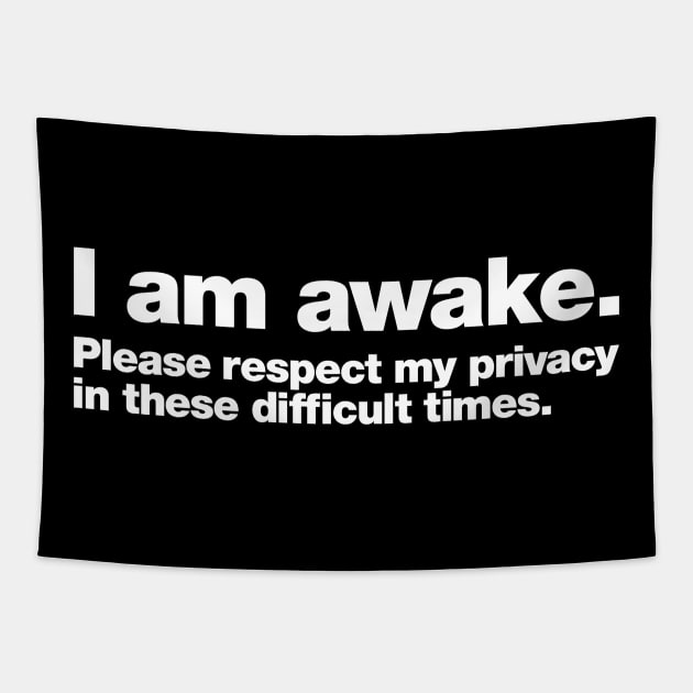 I am awake. Please respect my privacy in these difficult times. Tapestry by Chestify