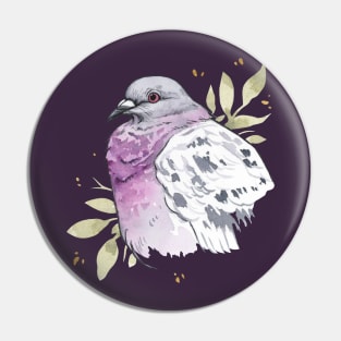 Purple Watercolor Pigeon Pin