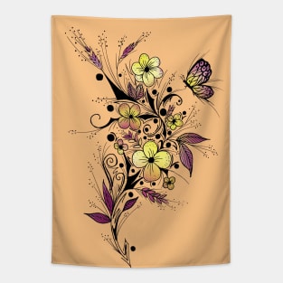 Flower Tattoo in Yellow and Purple Tapestry