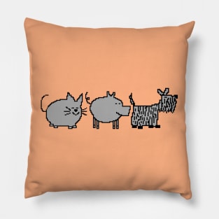 Cute Animals Cat Pig Dog Pixelart Pillow