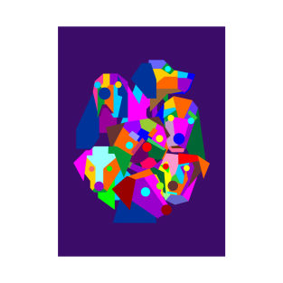 Pop Art Group of dog Geometric WPAP Style purple background T-Shirt