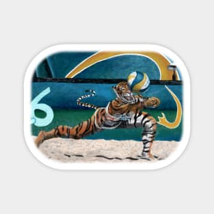 Cat Warrior Volleyball Sports Fantasy Magnet