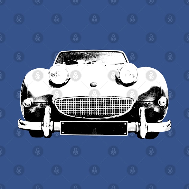 Austin Healey Sprite British 1960s classic car monoblock black and white by soitwouldseem