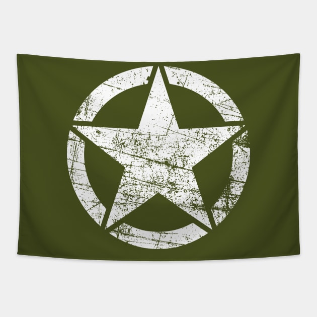 Vintage Army Star • Classic Retro USA Military Distressed Logo Tapestry by Kushteez