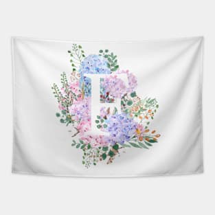 botanical monogram alphabet F hydrangea flowers Tapestry