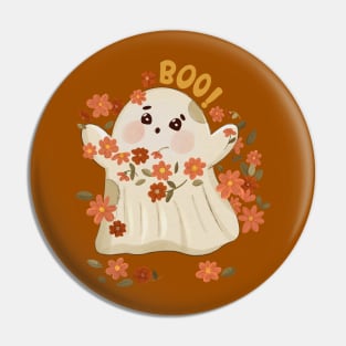 Boo Ghost Dances With Flowers Pin