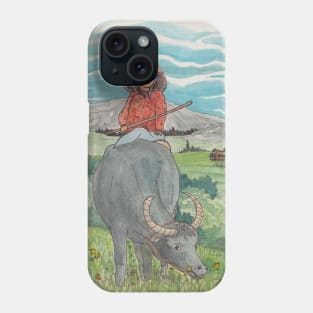 Girl Rides On Water Buffalo Vietnam Countryside Phone Case