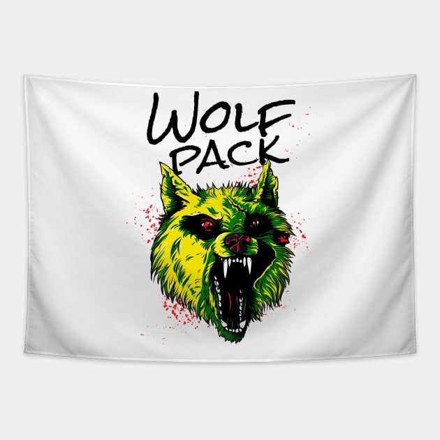 Angry Wolf Wolf Pack Wild Animal Tapestry by Foxxy Merch