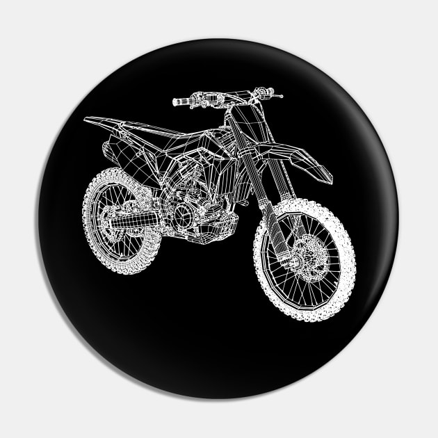 White CRF250R Motorcycles Blueprint Sketch Art Pin by DemangDesign