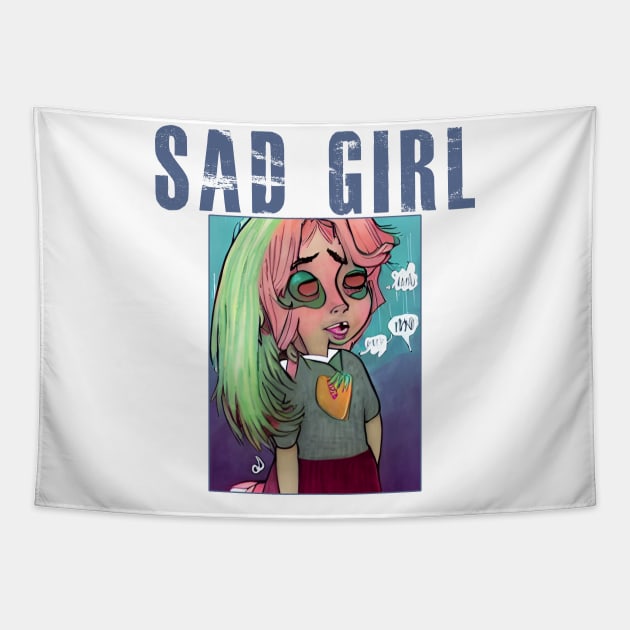 Sad Girl Tapestry by lilmousepunk