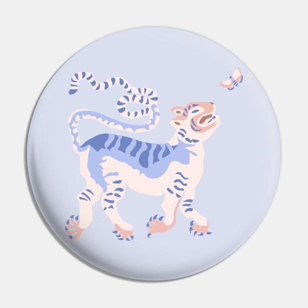 Tibetan Tiger and Butterfly Pin by dumbbunnydesign