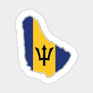 Barbados National Flag and Map Magnet