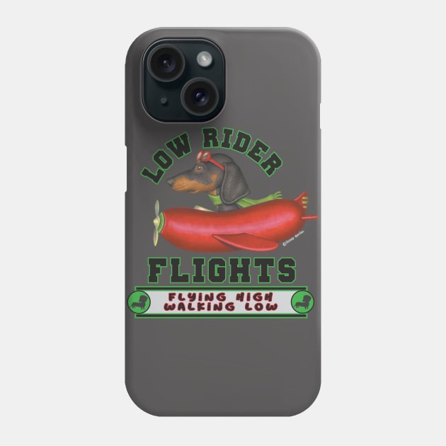 Cute Doxie Black Dachshund in  Red Wiener Plane Phone Case by Danny Gordon Art