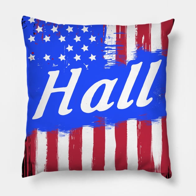 American Flag Hall Family Gift For Men Women, Surname Last Name Pillow by darius2019