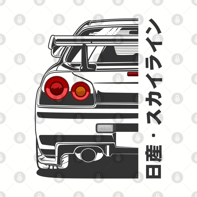 Nissan Skyline GTR R34 Line Art Illustration by idrdesign