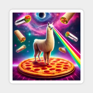 Funny Llama with Pizza and Tacos Vibrant Magnet