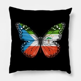 Equatorial Guinean Flag  Butterfly - Gift for Equatorial Guinean From Equatorial Guinea Pillow