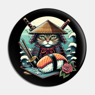 Cute Samurai Sushi Cat | Women’s Funny Japanese Cat Lover Pin